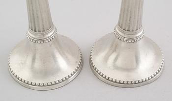 LJUSSTAKAR, 1 par, tenn,  Eric Pettersson Krietz, Stockholm 1801.