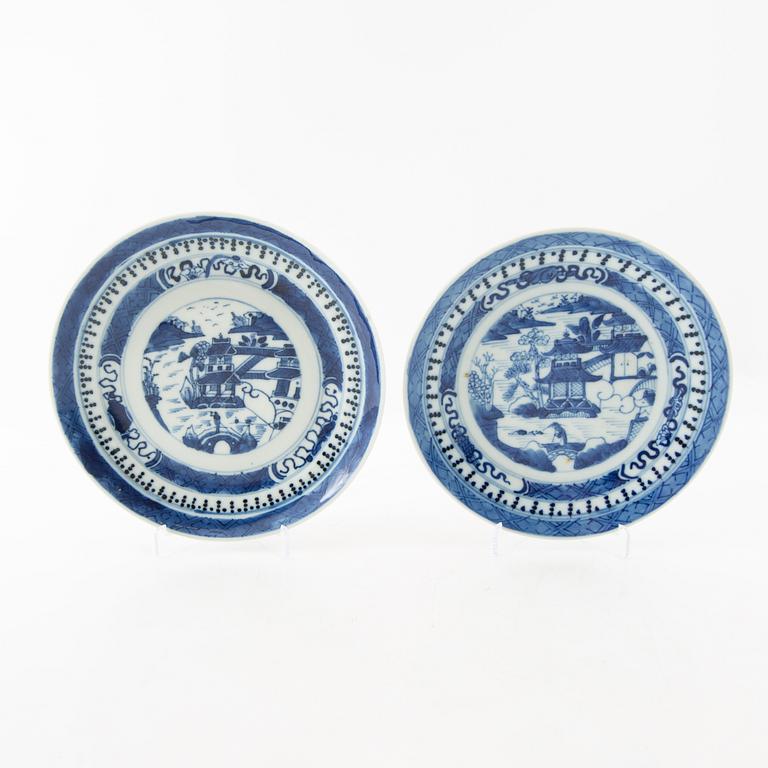 Assietter (fat till koppar), 9 st, Kina, 1800-tal.