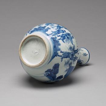 A Transitional blue and white bottle vase, 17th Century.