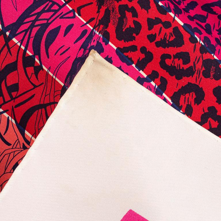 Hermès, Scarf, "Jungle Love Rainbow Red".