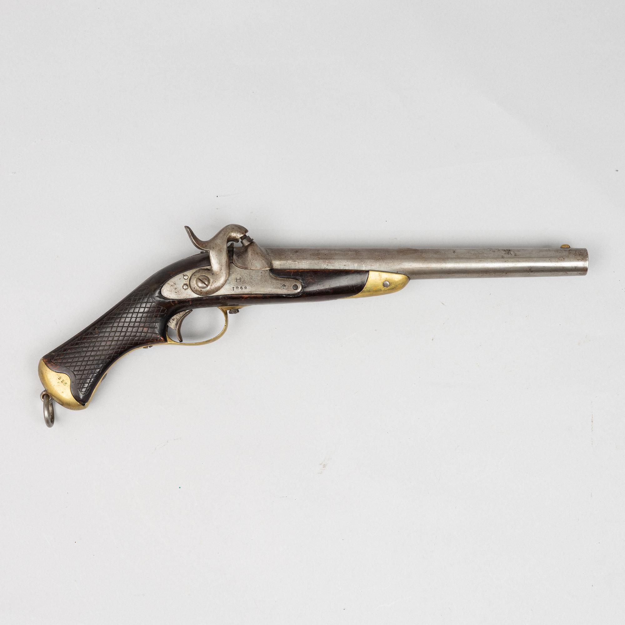 A Swedish smooth bored cavalry percussion pistol, 1850 pattern.