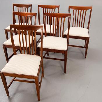 Svante Skogh, a set of six walnut Vindö chairs from Balder vaggeryd 1960s.