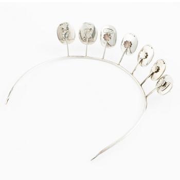H Strömdahl, a parure, silver with tourmalines and other green stones, Stockholm 1961 and 1963.