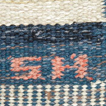 A carpet, flat weave, ca 199 x 122,5-125,5 cm, signed S.H. (possibly Svensk Hemslöjd).