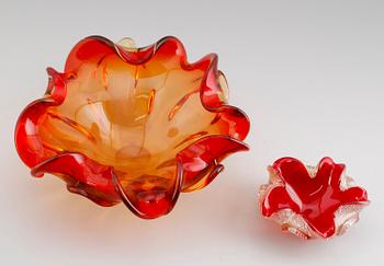SKÅLAR, 2 st, glas, Murano, Italien, 1900-talets mitt.
