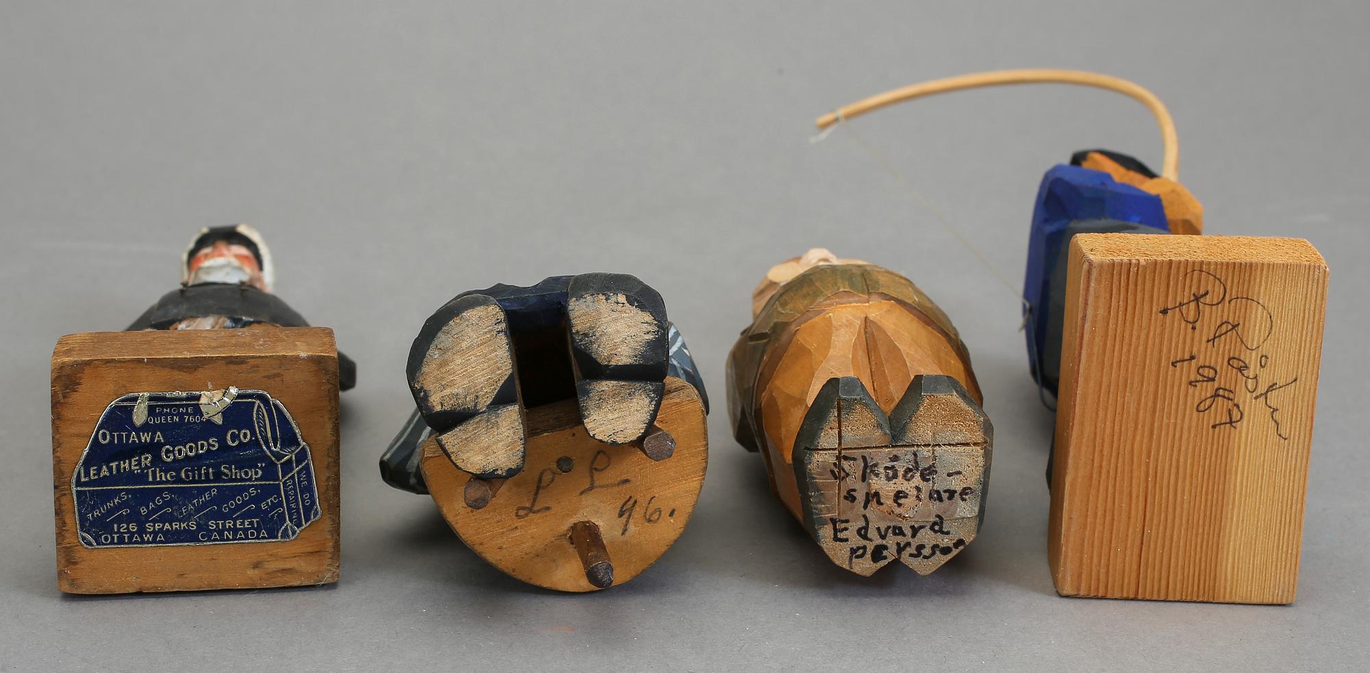 PARTI TRÄSKULPTURER, 15 st (9+6), trä, bl.a Bengt Råsten, 1900-tal.