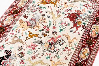 Carpet, Ghom, figural, 154 x 106 cm.