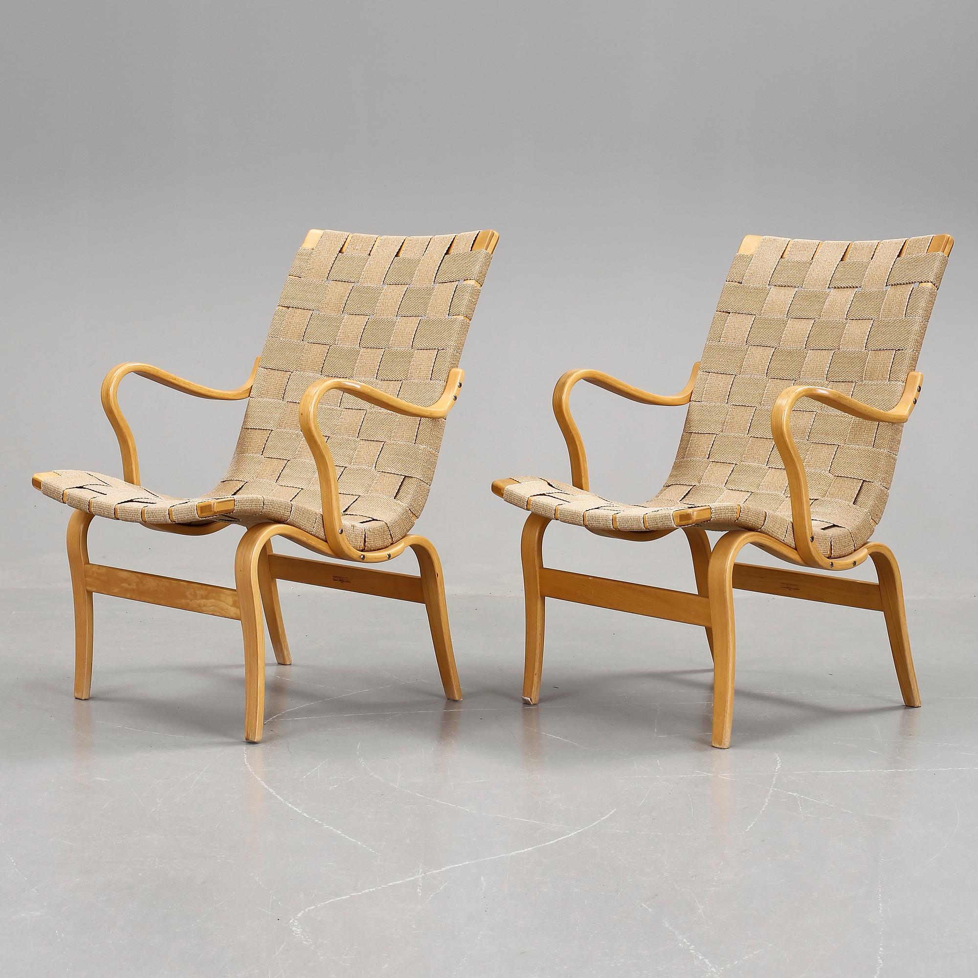 FÅTÖLJER, ett par. "Eva", Bruno Mathsson.