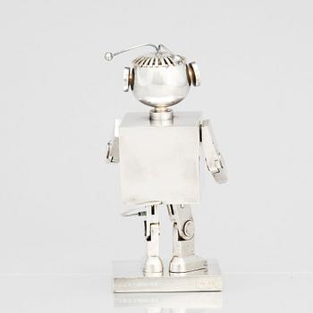 Atelier Borgila, robotskulptur, sterling silver och guld, 18k, Stockholm 1970.