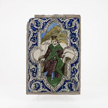 A glazed tile, Persia, Qajar dynasty.