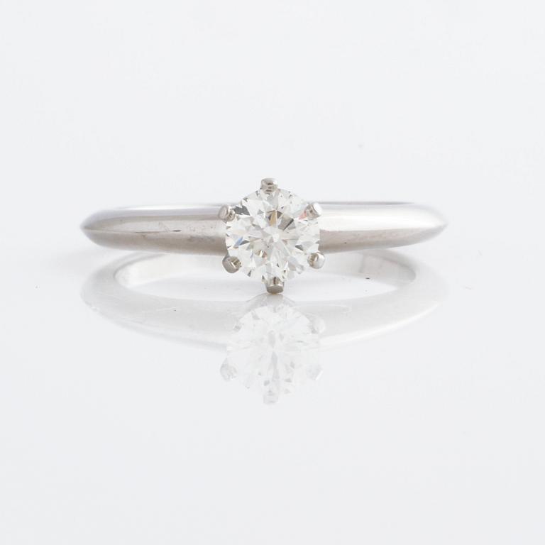 A 0.37 cts brilliant cut diamond Tiffany & Co ring.
