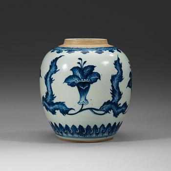 A blue and white jar, Qing dynasty, Kangxi (1662-1722).