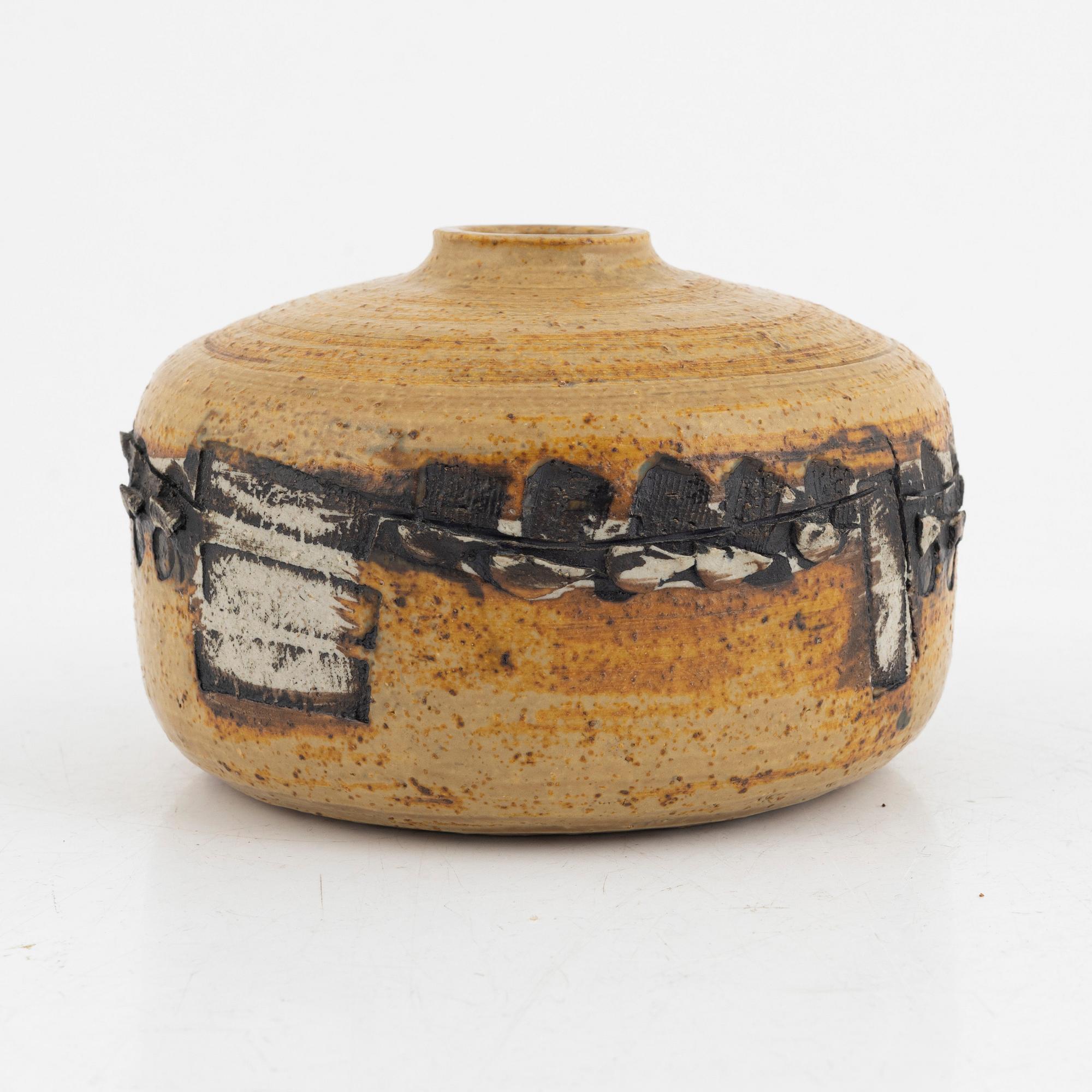 Lisa Larson, a unique chamotte stoneware vase, Gustavsberg Studio, Sweden 1950s-60s.