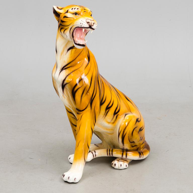 A ceramic tiger statue from the latter half of the 20th Century.