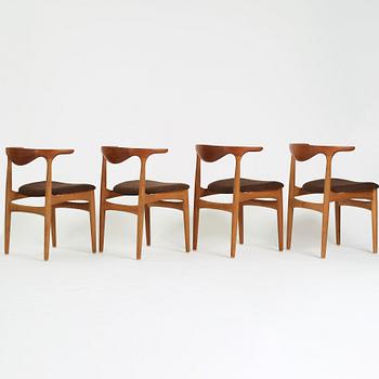 Knud Faerch, a set of four dinner chairs, Slagelse Møbelvaerk, Denmark 1960's, model 251.