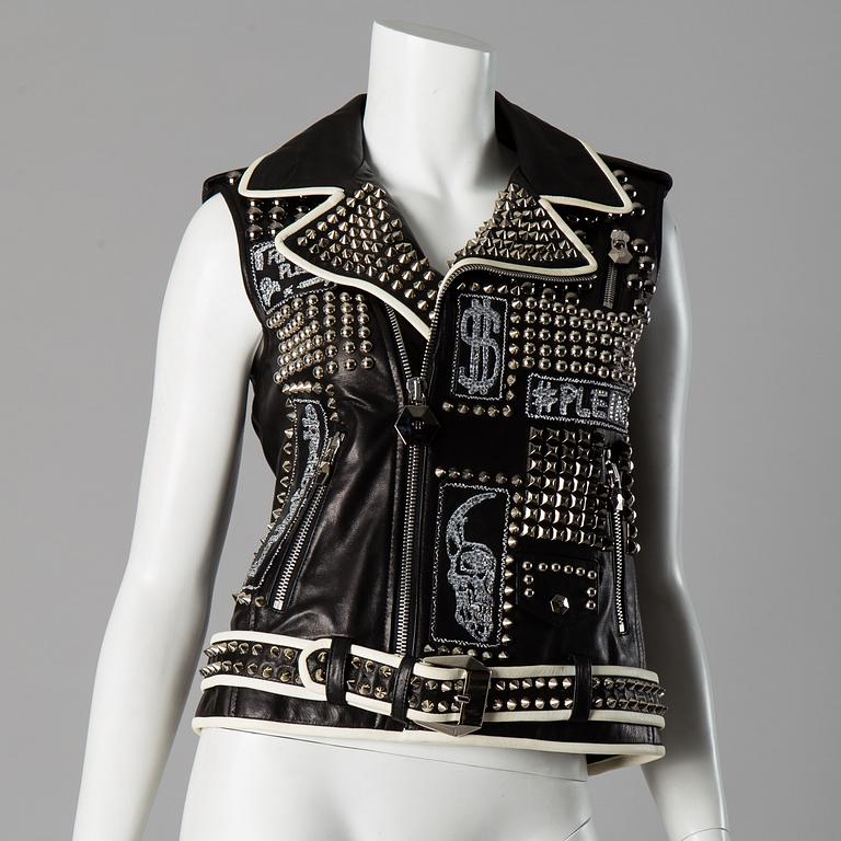 LEATHER VEST, Philipp Plein, size M.