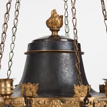 A presumably from Åbo Empire 19th century ten-light hanging lamp.