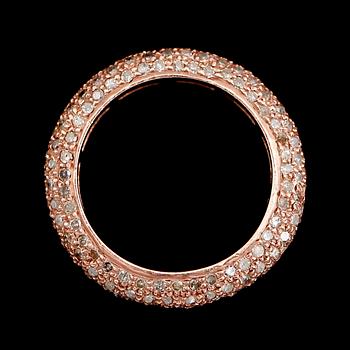 RING, roséguldpläterat silver, diamanter tot ca 1.80 ct.
