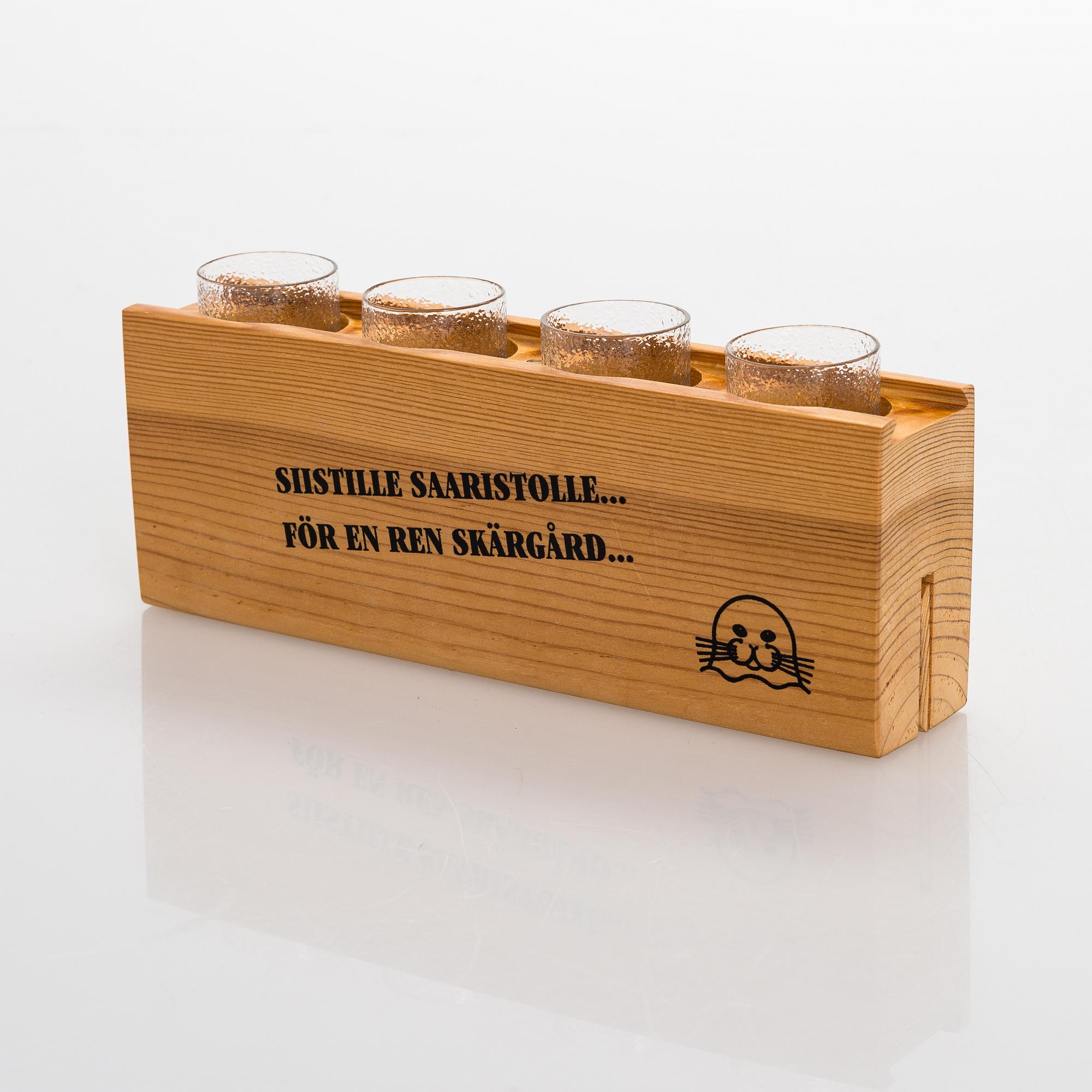 Tapio Wirkkala, snapsglas, 4 st, "Mini", Iittala. I originallåda.