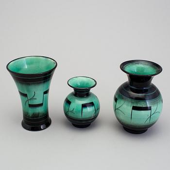 3 vases of the "V series", by Ilse Claesson for Rörstrand, 1930´s.