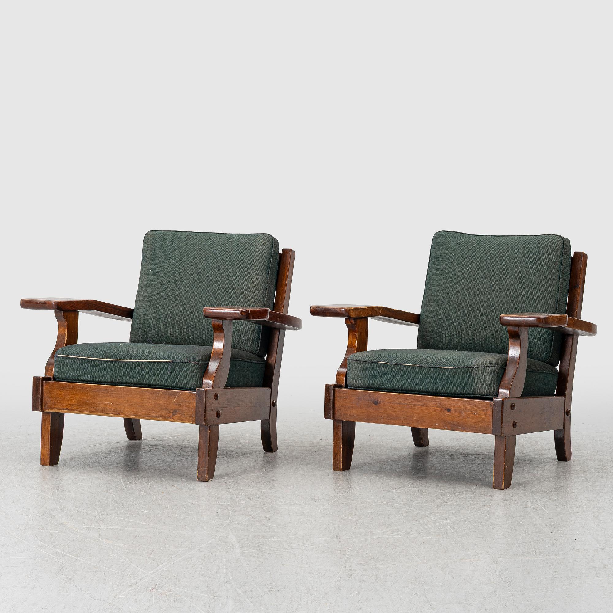 A pair of armchairs, mid-20th century.