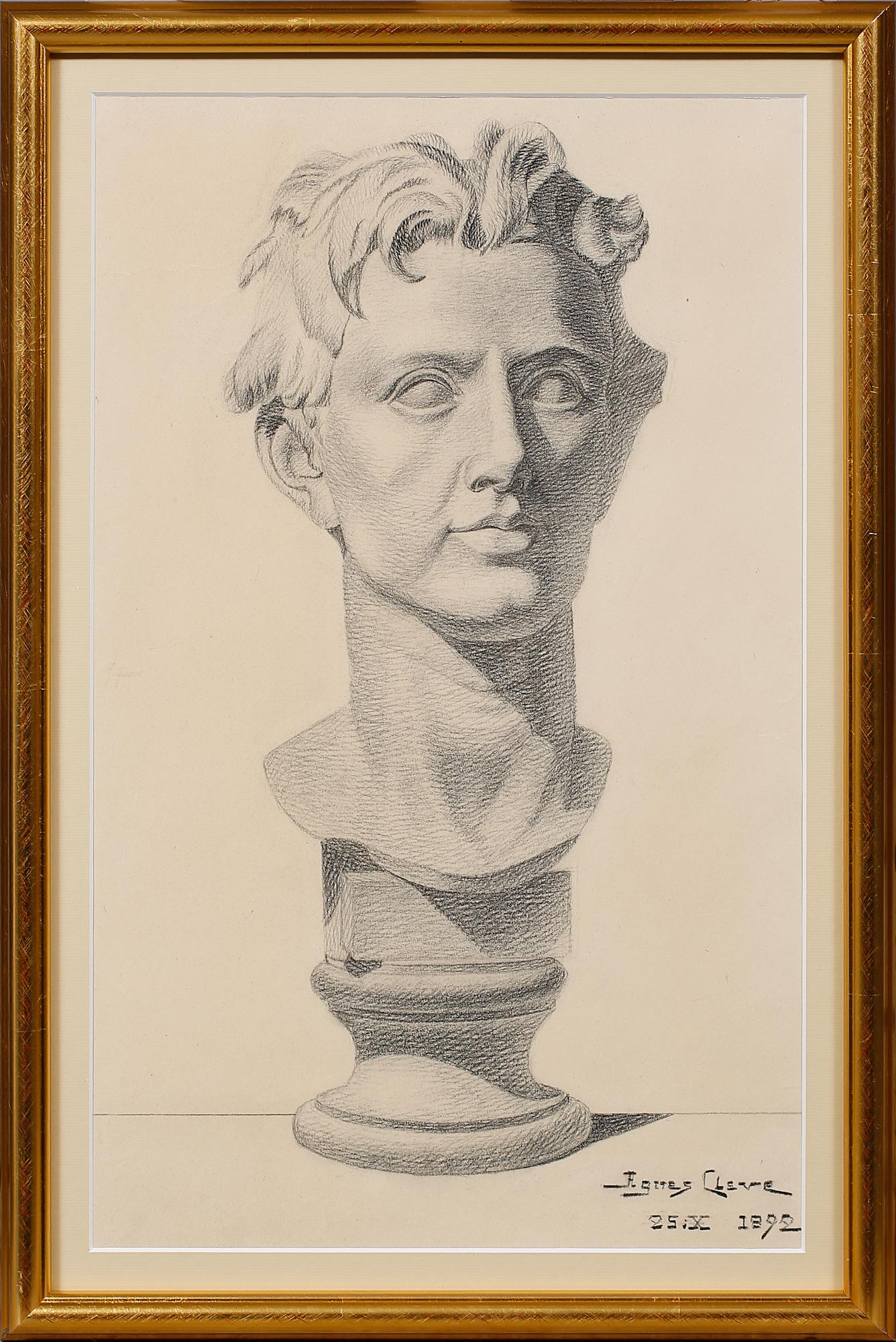 AGNES CLEVE, teckning, signerad och daterad 1892.