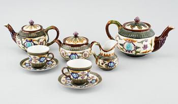 A majolica tea set of 6 pcs from Rörstrand, around the turn of the century 1900.