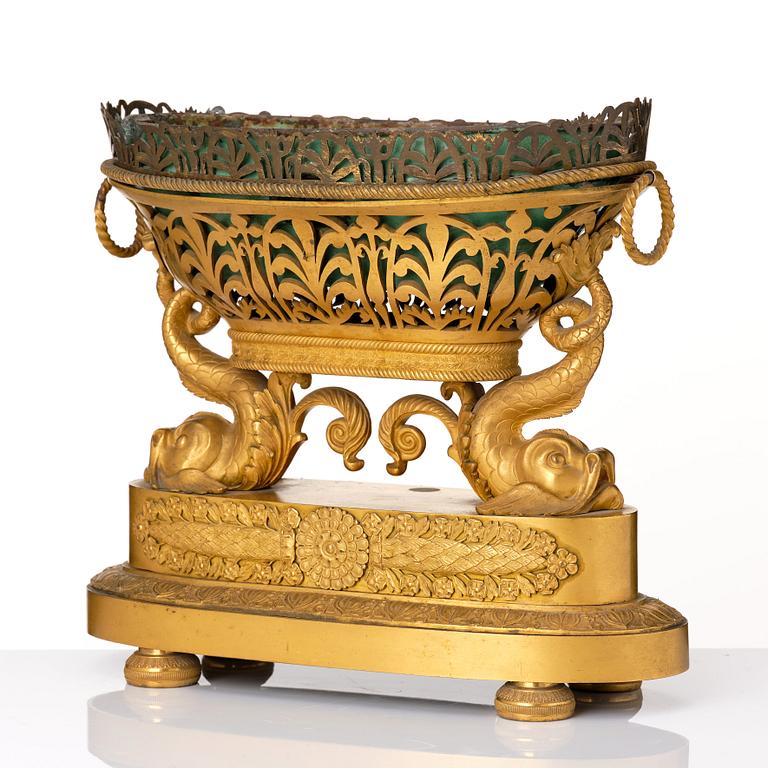 A set of three French Empire early 19th century gilt bronze centre pieces.