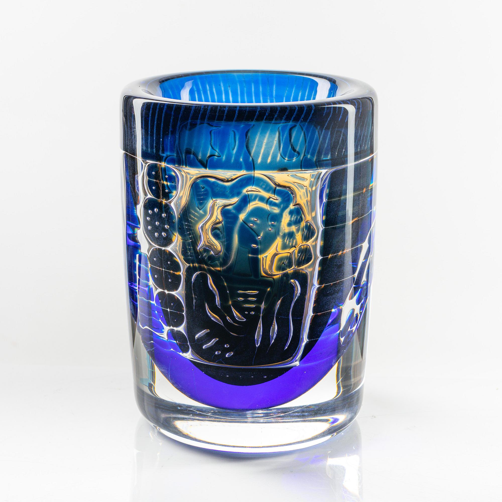 Edvin Öhrström, vas, glas, ariel, "Gondoljären", Orrefors 1976.