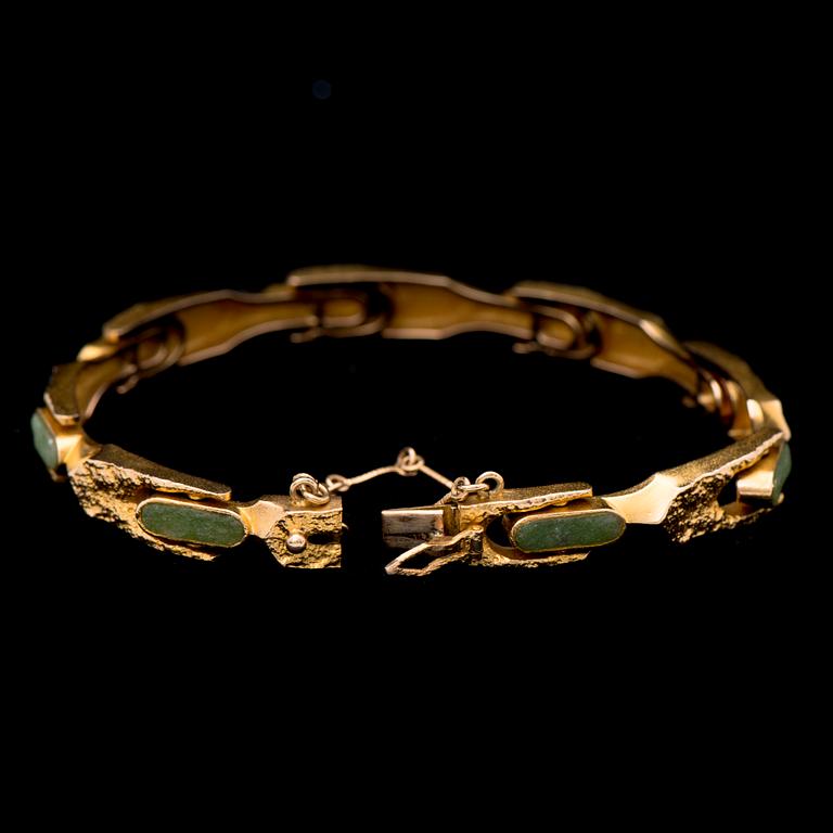 BJÖRN WECKSTRÖM, ARMBAND "Namban", zoisit, 14K guld. Lapponia 1986.