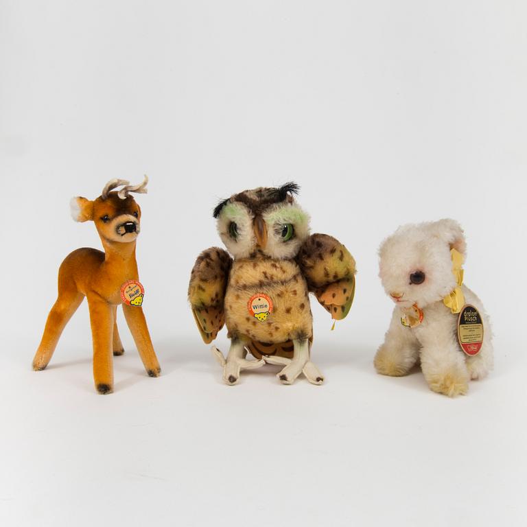 Twelve Steiff animals Germany 1960s.