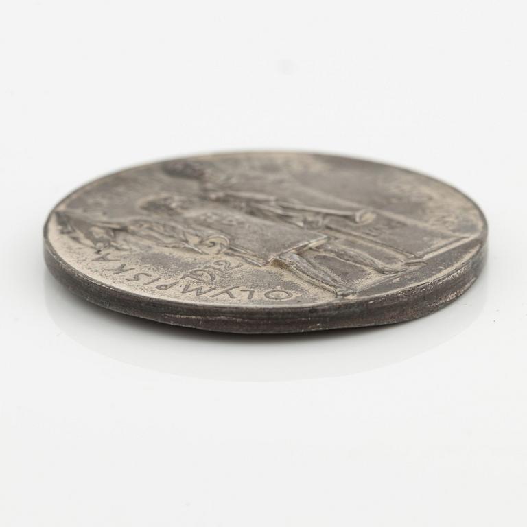 An olympic silver medal from the 1912 Summer Olympics in Stockholm, Sweden.
