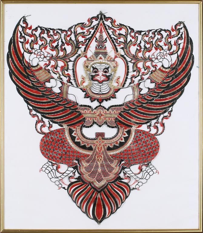 OKÄND KONSTNÄR, blandteknik, troligen Thailand, 1900-tal.