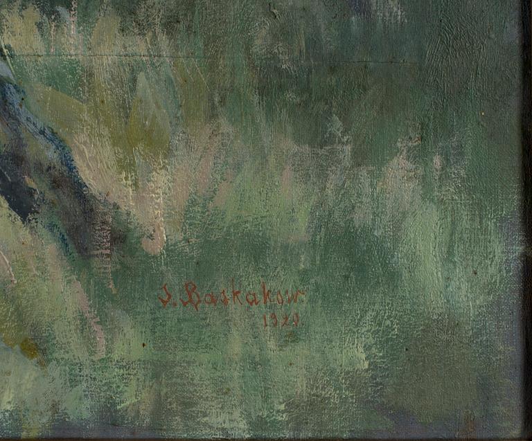 OKÄND KONSTNÄR, olja på duk. Signerad S Baskakow och daterad 1920.