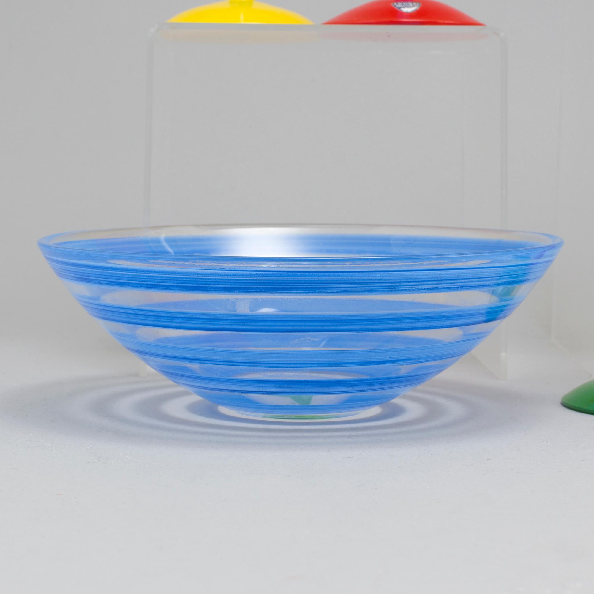 ANNE NILSSON, glas, 8 st samt skål, glas, "Clown", Orrefors.