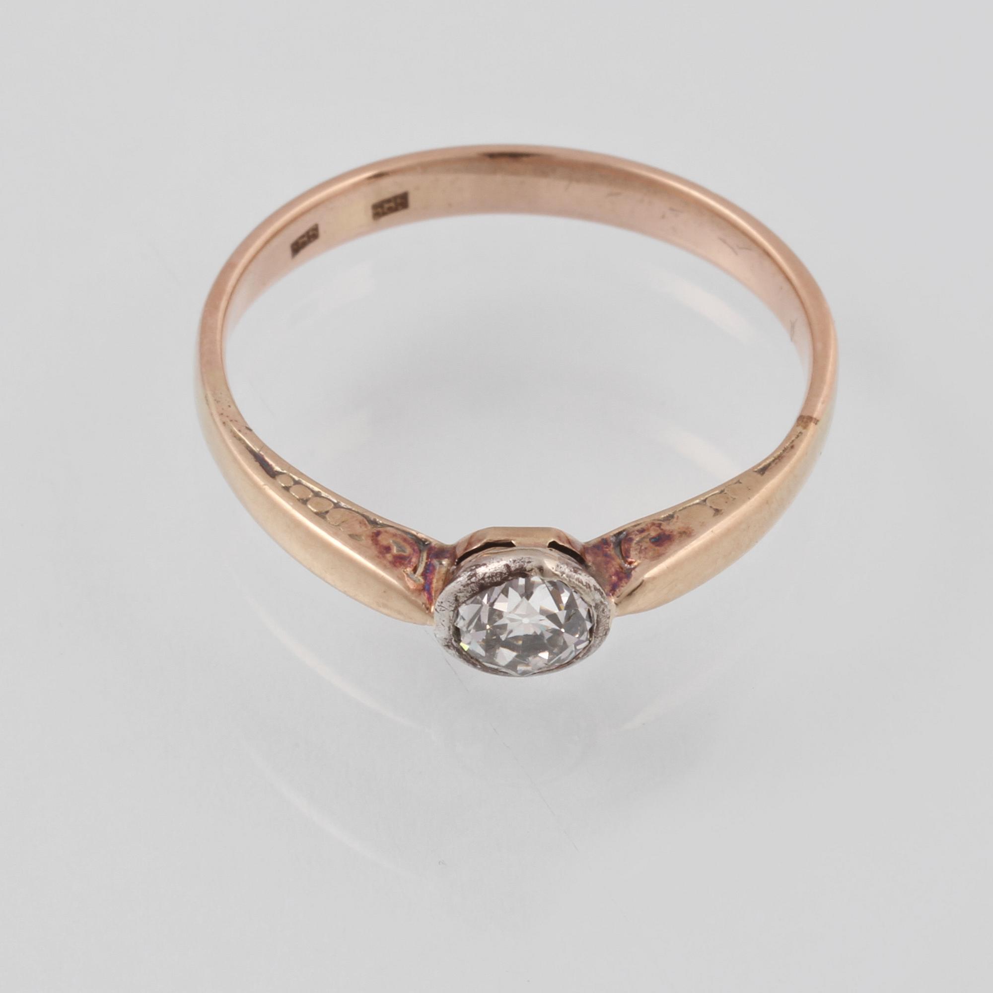 RING, 14K guld med gammalslipad diamant. Vikt 1,8 gram.