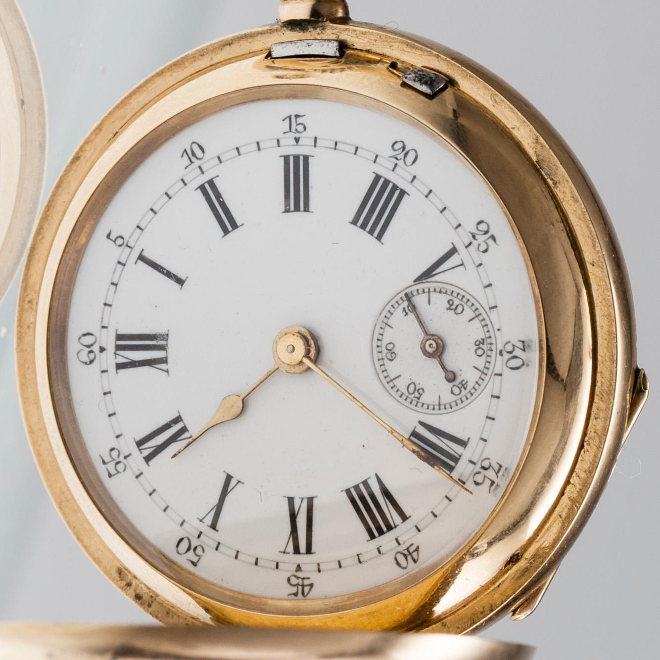 DAMUR / HÄNGE, 14K (56) guld, dubbelboett, Borel Neuchatel, I.E. Morosov etui.