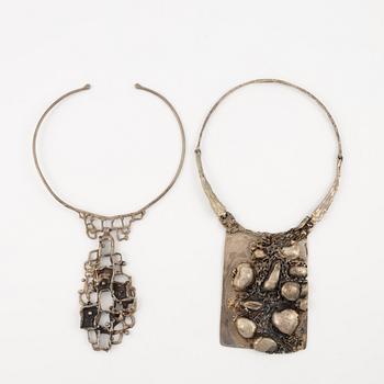 Lars Arby, two necklaces, sterling silver, Gothenburg 1976 and 1982.