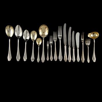 BESTICKUPPSÄTTNING, 114 delar, "Haga", nysilver, Skandia Hultman KB, Stockholm, 1900-talets tredje kvartal.