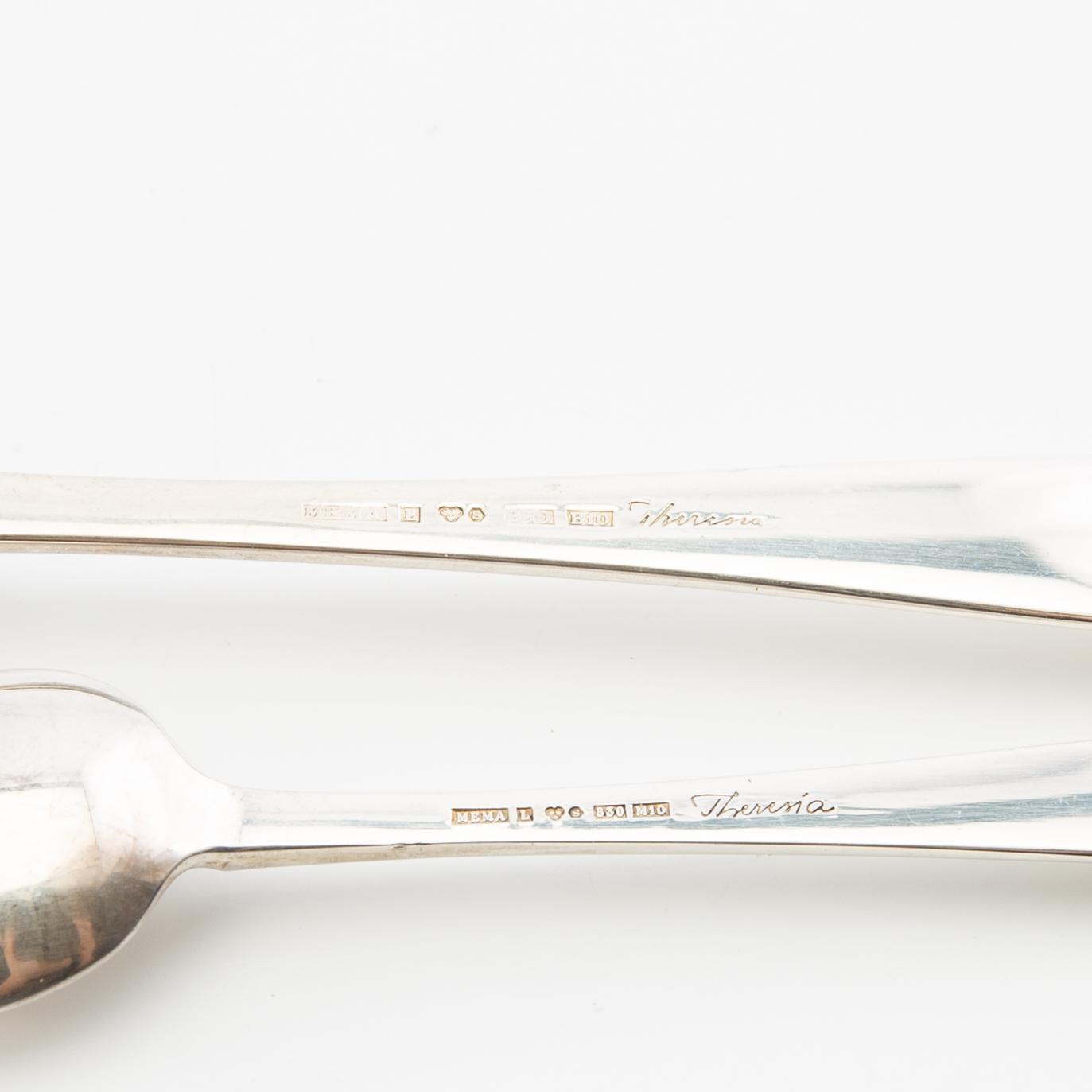 Spoons, 12 + 12, "Theresia", silver, MEMA, Lidköping, 1970s-1980s.