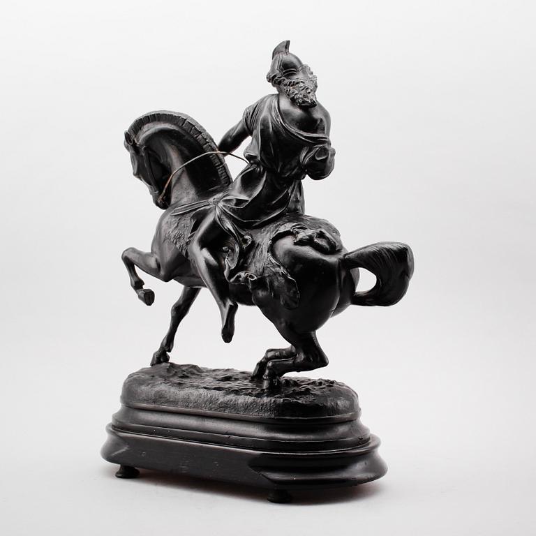 SKULPTUR, svartmålad metall, omkring år 1900.