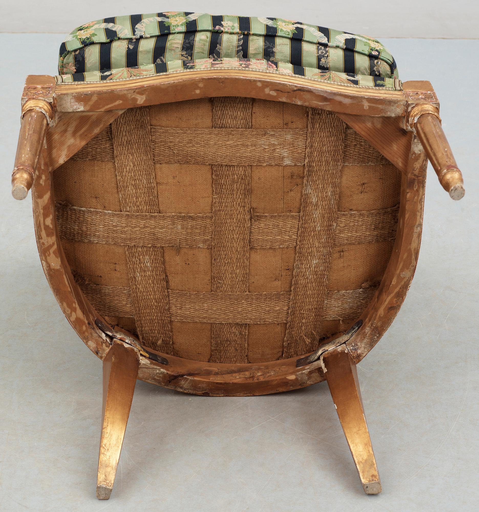 BERGÈRE, Louis XVI, förgylld, 1700-talets andra hälft.