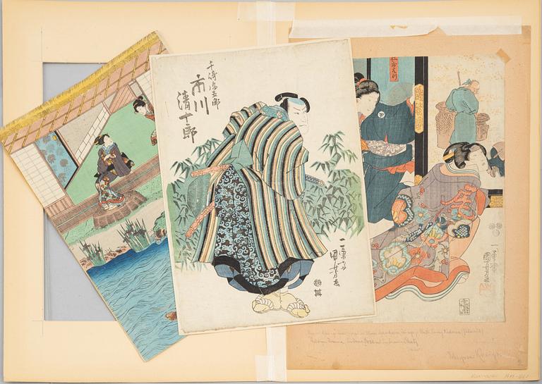 Utagawa Kuniyoshi, three woodblock prints.