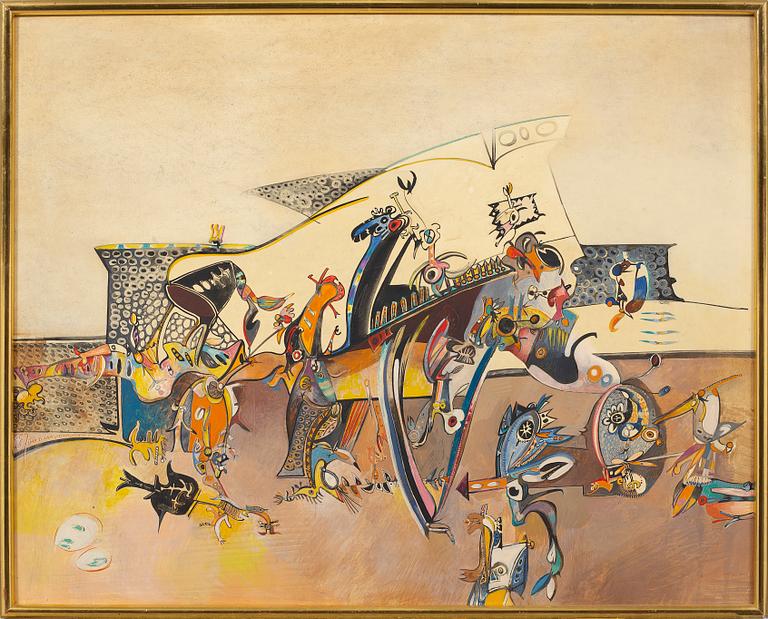 SVEN-ERIK JOHANSSON, gouache på pannå.