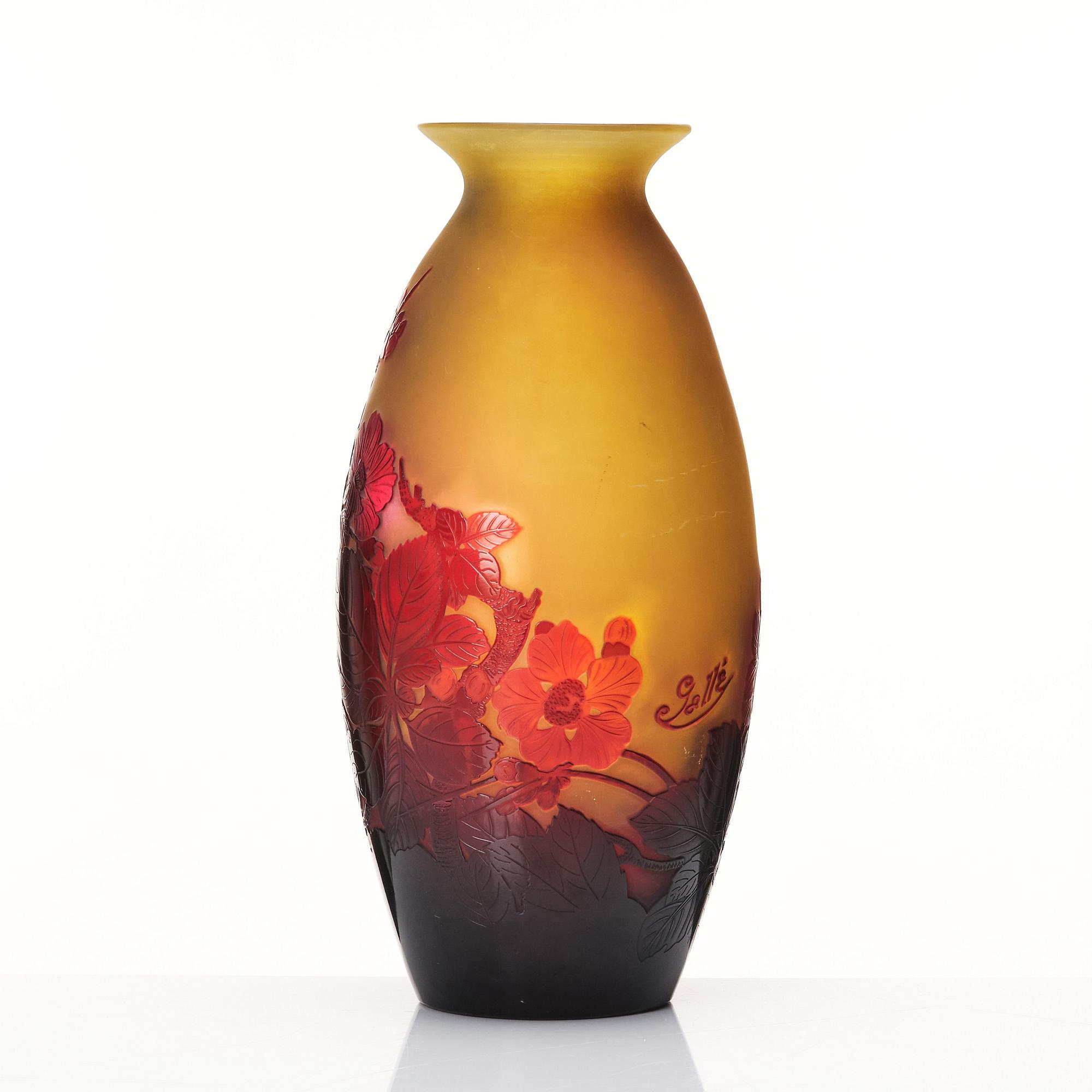 Emile Gallé, an Art Nouveau cameo glass vase, Nancy France.