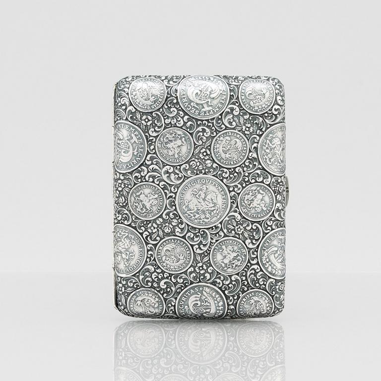 Georg Adam Scheid, cigarettetui, silver, Wien, Österrike-Ungern (1882-1921).