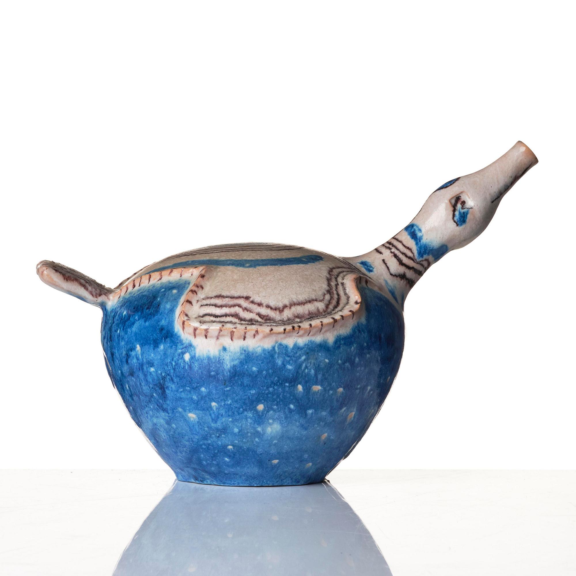 Guido Gambone, a glazed ceramic sculpture/pitcher, Italy 1950-60s.
