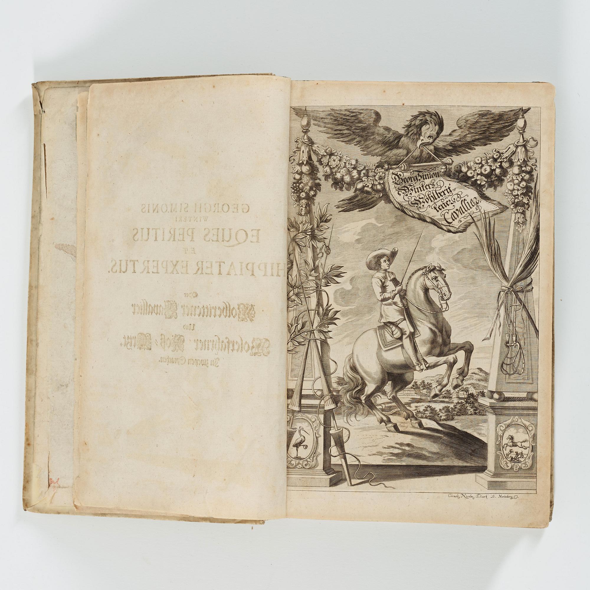 GEORG SIMON WINTER VON ADLERSFLÜGEL, Bellerophon, sive Eques peritus..", Nuremberg Wolfgang Moritz Endter, 1678.