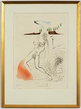 Salvador Dalí, coloured drypoint etching, signed E.A.