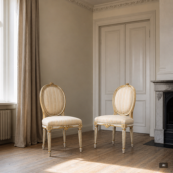 Chairs, a pair, Stockholm work, late 18th century, Gustavian, and a later copy respectively, from 1891.